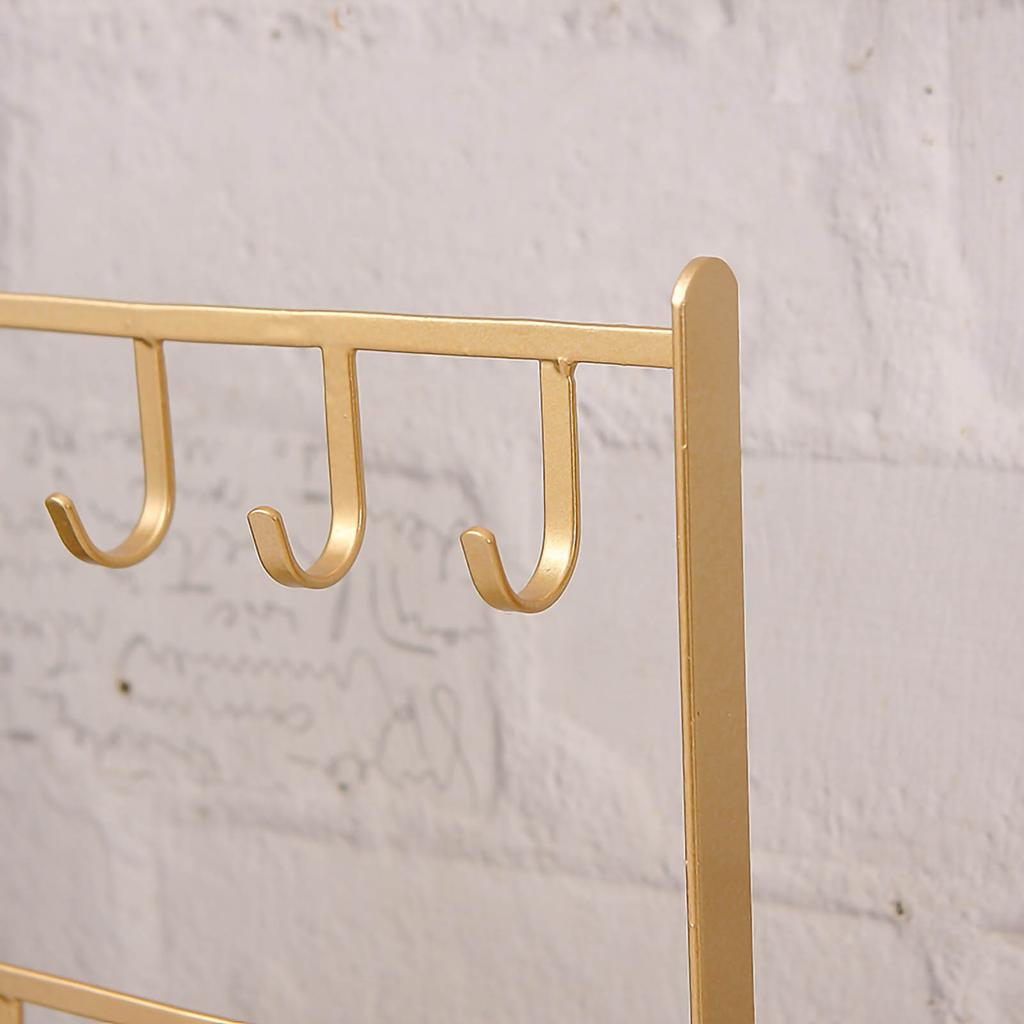 Jewelry Display Organizer Stand Hooks Golden Iron Display Rack for Necklace Hair Accessories