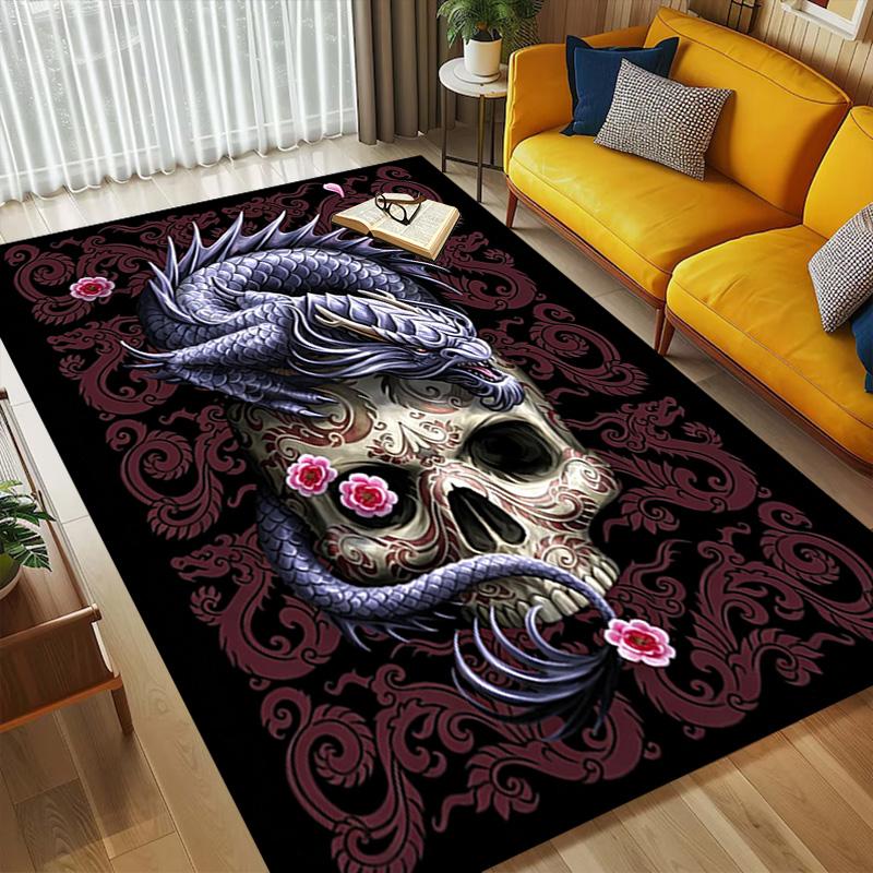 Dragon Skull Living Room Nonslip Area Rug Soft Carpet For Bedroom Game Playroom Sofa Office Home Decor Doormat Christmas Gift
