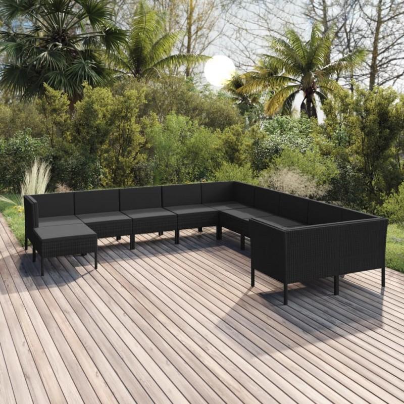 Day and Night - Day and Night Garden Furniture Set 11 Pieces Black Synthetic Rattan Cushions