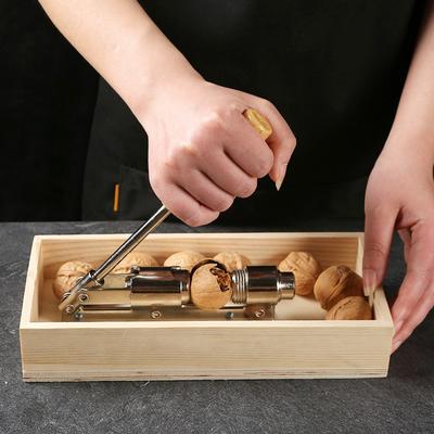 Kitchen Gadgets Manual Nut Cracker Stainless Steel Heavy Duty Walnut Opener With Storage Box Nut Sheller Children