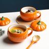Cartoon Cute Ceramic Pumpkin Cup with Lid Breakfast Cup Dessert Soup Cup Oatmeal Cup Student Water Cup Mug
