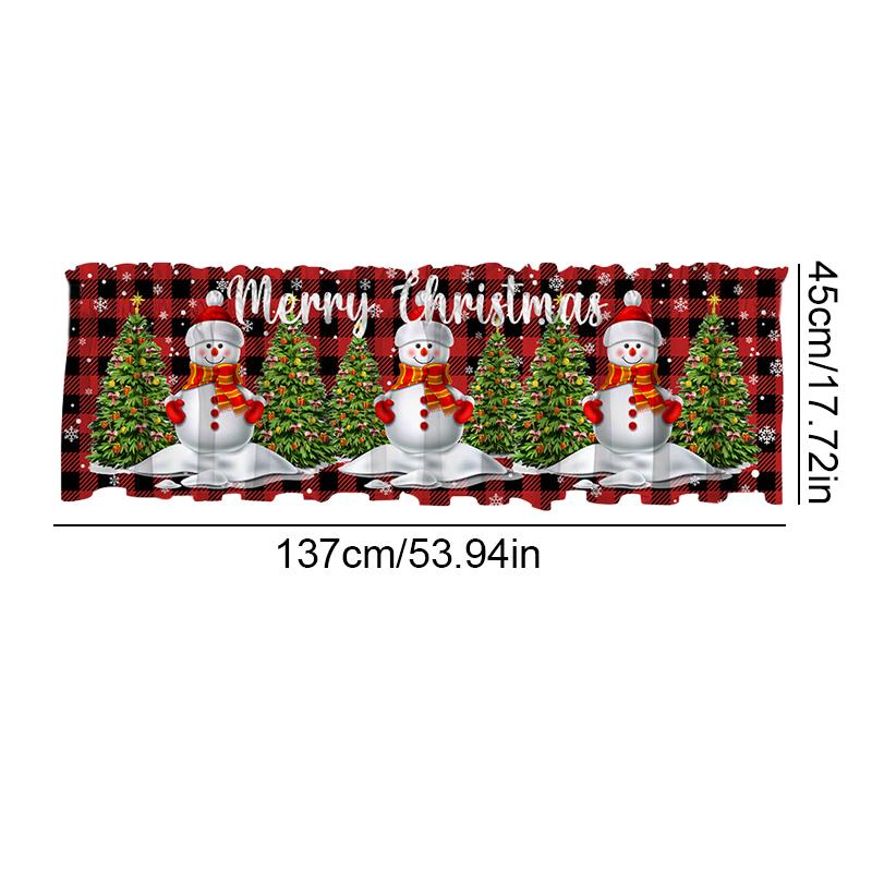 1PC Semi-Sheer Easy Install Swag Valance Atmosphere Scarf Xmas Bedroom No-Drill Christmas Festive Valance Holiday 137x45cm