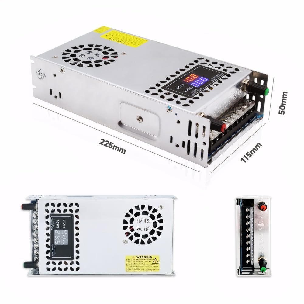 

12V 600W Adjustable DC Power Supply 0-50A with LED Display for LED, Car Stereo, Electronics United States