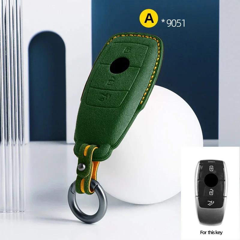 Für Mercedes Benz A C E S G-Klasse GLC CLE CLA GLB GLS W177 W205 W213 W222 X167 AMG Wildleder Leder Auto Schlüsselanhänger Hülle Schlüsselanhänger