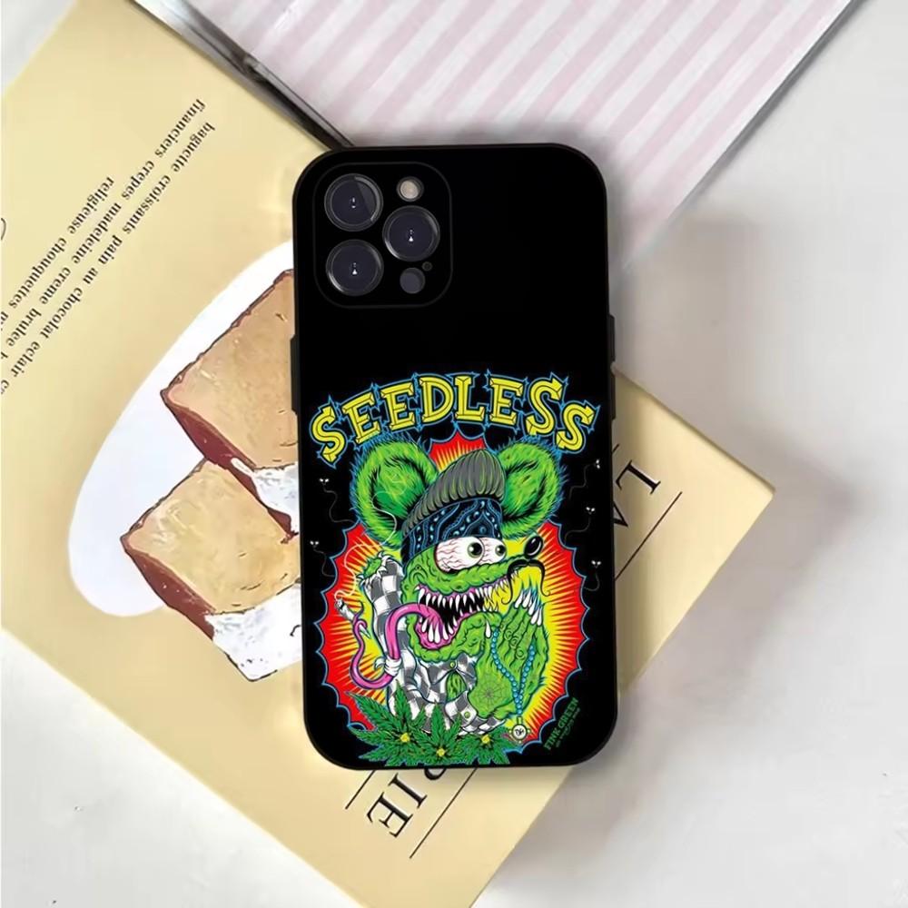 Cartoon Rat Fink RF Phone Case For iPhone 16,15,14,13,12,11,Pro,X,XS,Max,XR,Plus,Mini Soft Black Cover