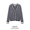 2025 Spring Women's European & American Style V-Neck Long Sleeve Knitted Jacket