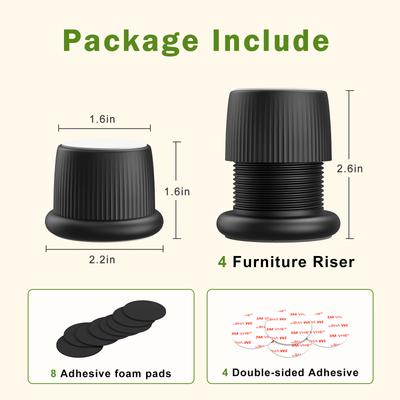 2/4pcs Anti Vibration Furniture Pads - Height Adjustable Self-Adhesive Silent Riser Mat for Home Furniture Feet Protection