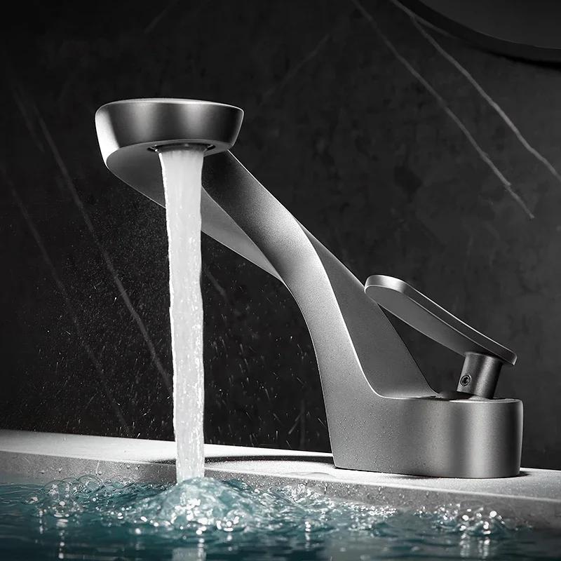 New Design Bath Basin Faucet Cold and Hot Waterfall Sink Tap Contemporary Chrome Brass Bathroom Deck Mounted Mixer Taps