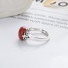Adjustable Open Ring Women Men With Double Oval Red Agate Gemstone Vintage Chinese Style Statement Jewelry