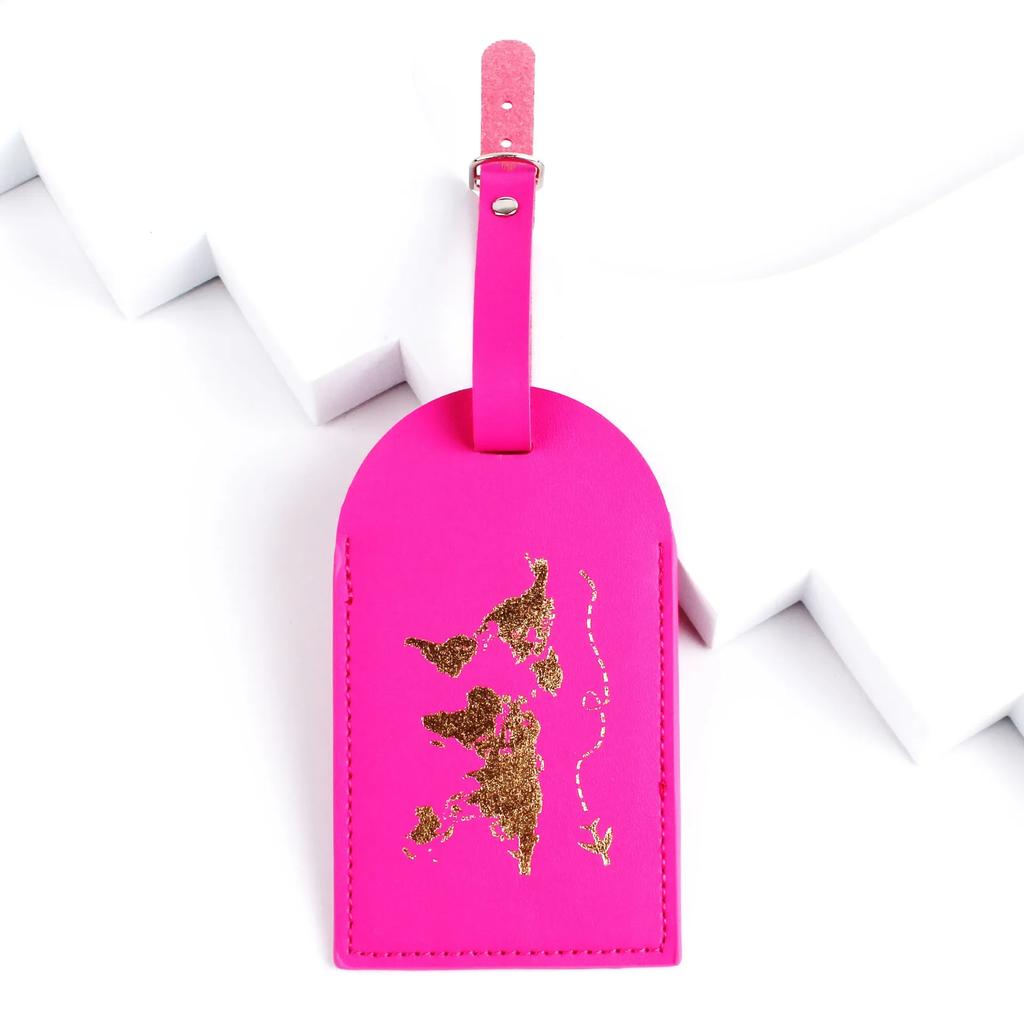 PU Leather Map Pattern Luggage Tags Men Women Baggage Name Tags Suitcase Address Label Holder Travel Tag Travel Accessories