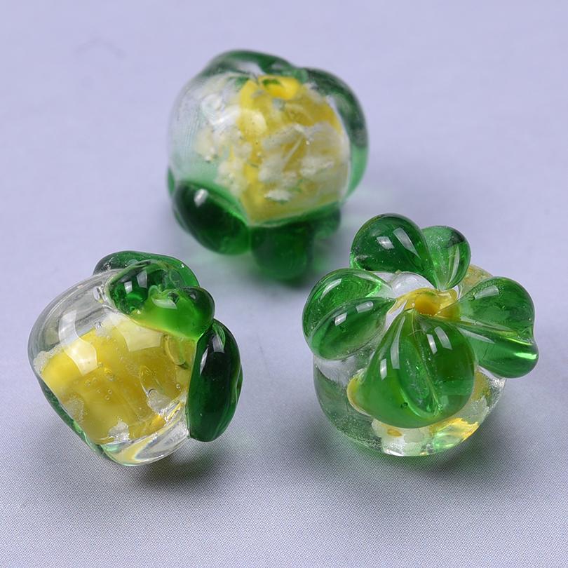 6pcs Mix Colorful Handmade Glass Persimmon Spacer Beads For Jewelry Making Bracelets Fruit Charm Loose Bead DIY Earring Keychain
