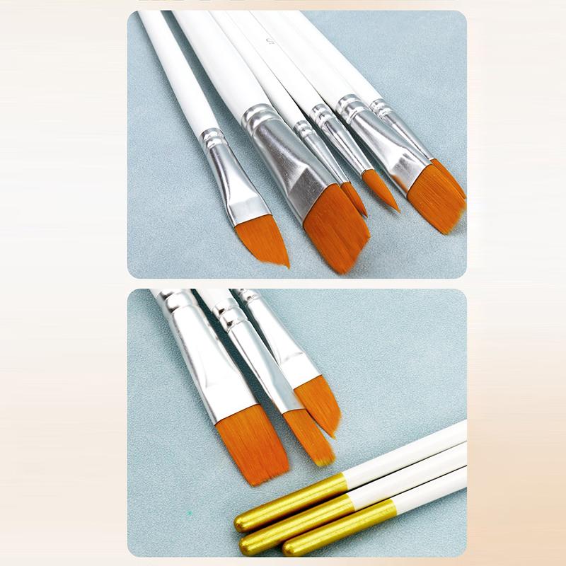 Acrylic Oil Watercolor Artist Brushes Set 6pcs Nylon Material Soft Bristle for Kids Classroom Art Drawing Projects