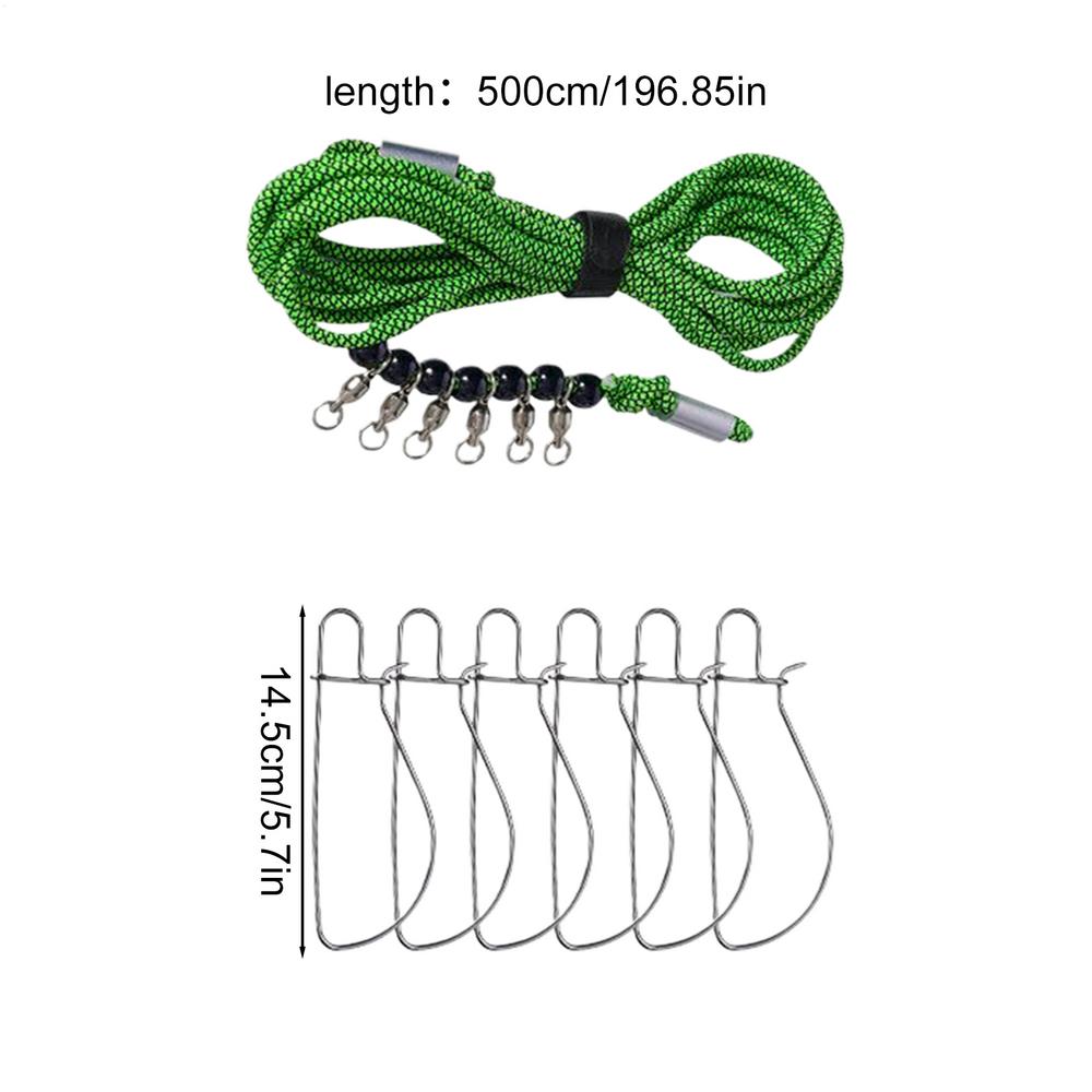 

Stretchable Fishing Lock Buckle Fly Reel 6Snaps Stainless Steel Chain Stringer With Float Live Lure Lock Belt зелений