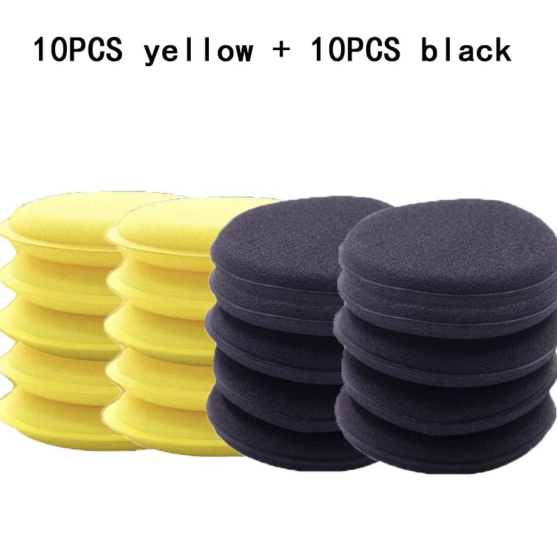 20Pcs Car Round Waxing Polish Wax Foam Sponge Applicator Pads 10CM Black Cleaning Sponge Clean Washer Washing Tool Car Cleaning