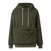 Women'S Double-Sided Plush Hooded Sweater Autumn And Winter Solid Color Hooded Plush Pet Pocket Double Pocket Pullover Sweater