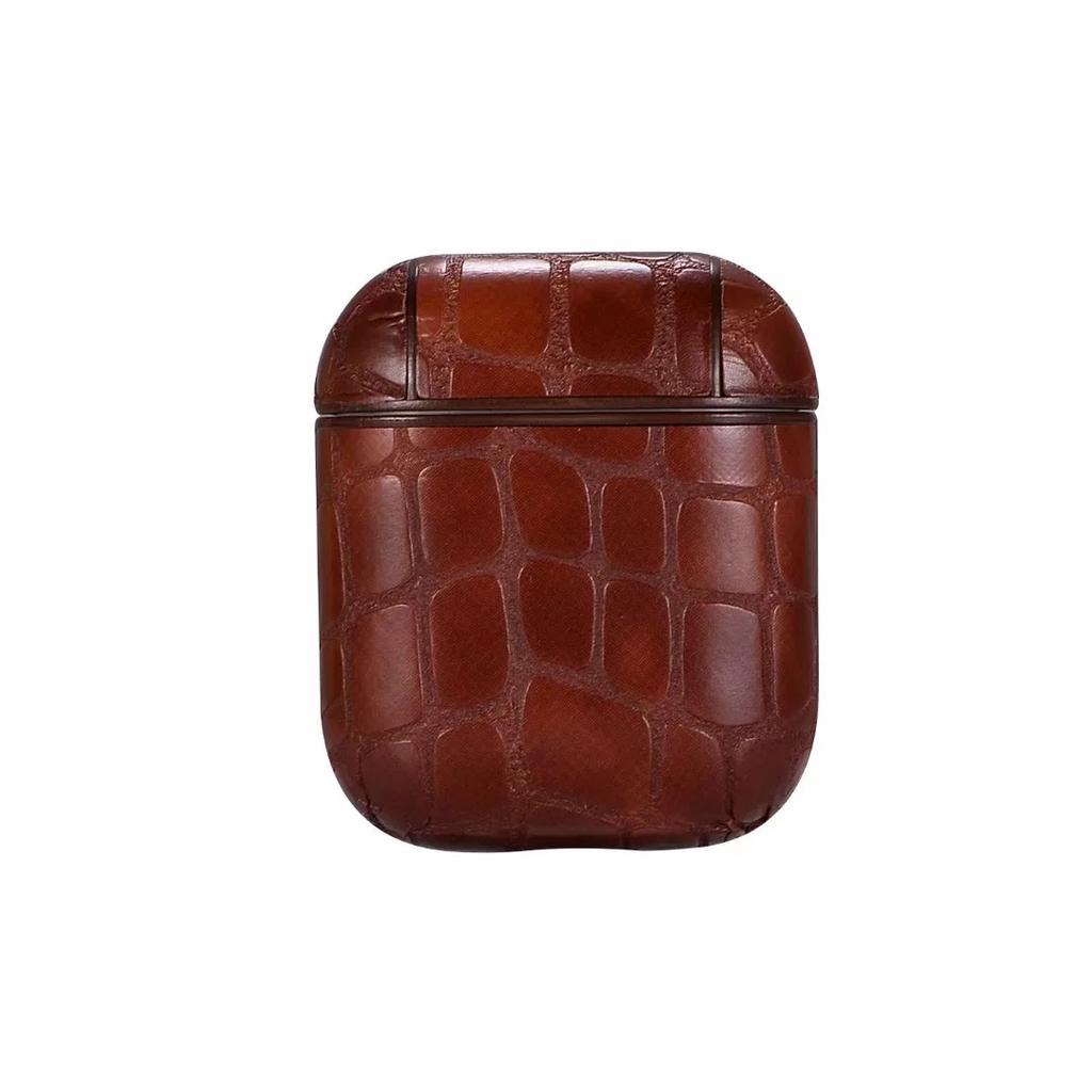 Applicable AirPods Earphone Case Retro Stone Pattern Flip PU Protective Case Hook Storage Case
