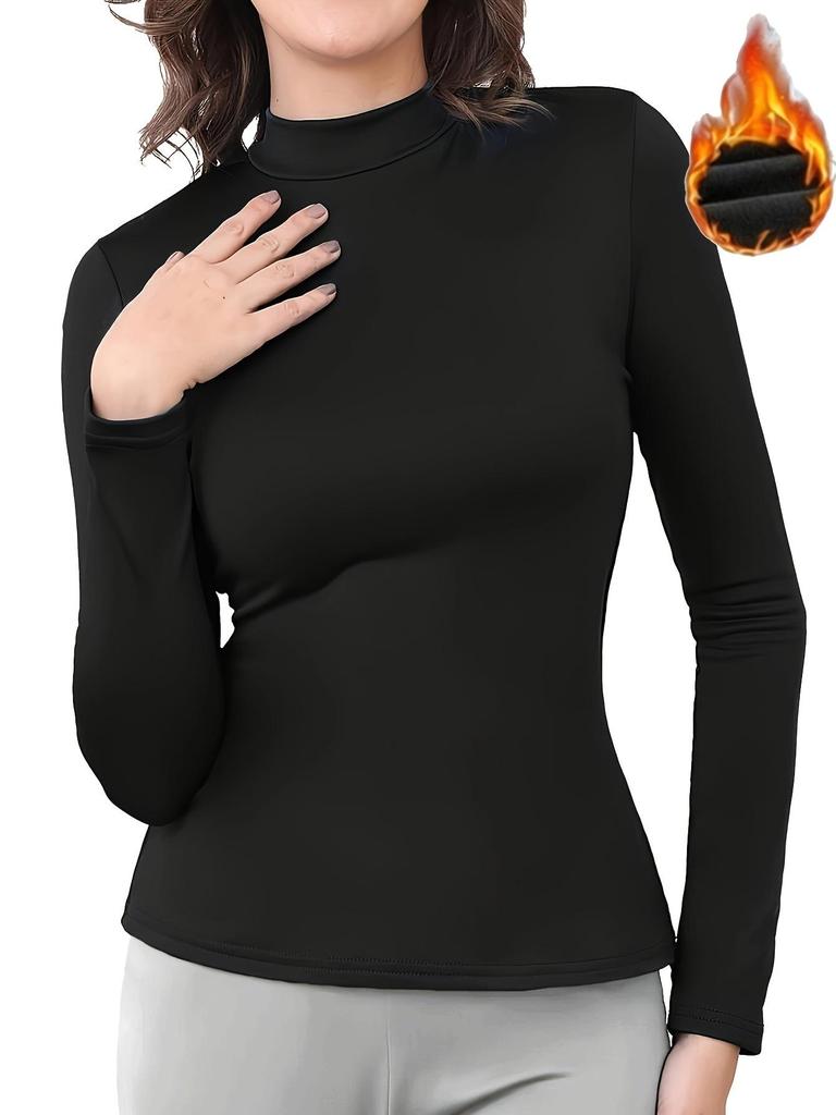 Sous-couche en velours pour femme transfrontalière: Haut à manches longues, confortable, chaud pour l'automne/hiver