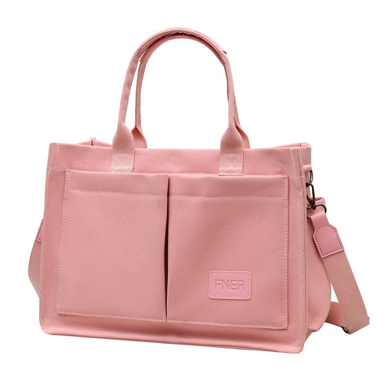 Large-capacity Bag Women's Spring and Summer Versatile New Canvas Shoulder Messenger Bag Class Commuter Tote Bag