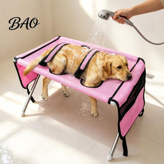 Small Dog Grooming Supplies Pet Hammock with Stand, Bathing Hammock, Foldable Bath Holder for Adjustable Straps & Medium Pets, Restraint Tool Washing