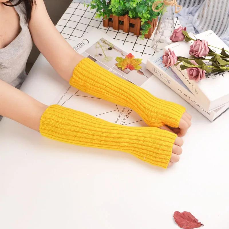 1/2/4pairs Women Long Fingerless Gloves Winter Warmer Mitten Arm Sleeve Casual Soft Girl Goth Clothes Punk Cosplay Accessories