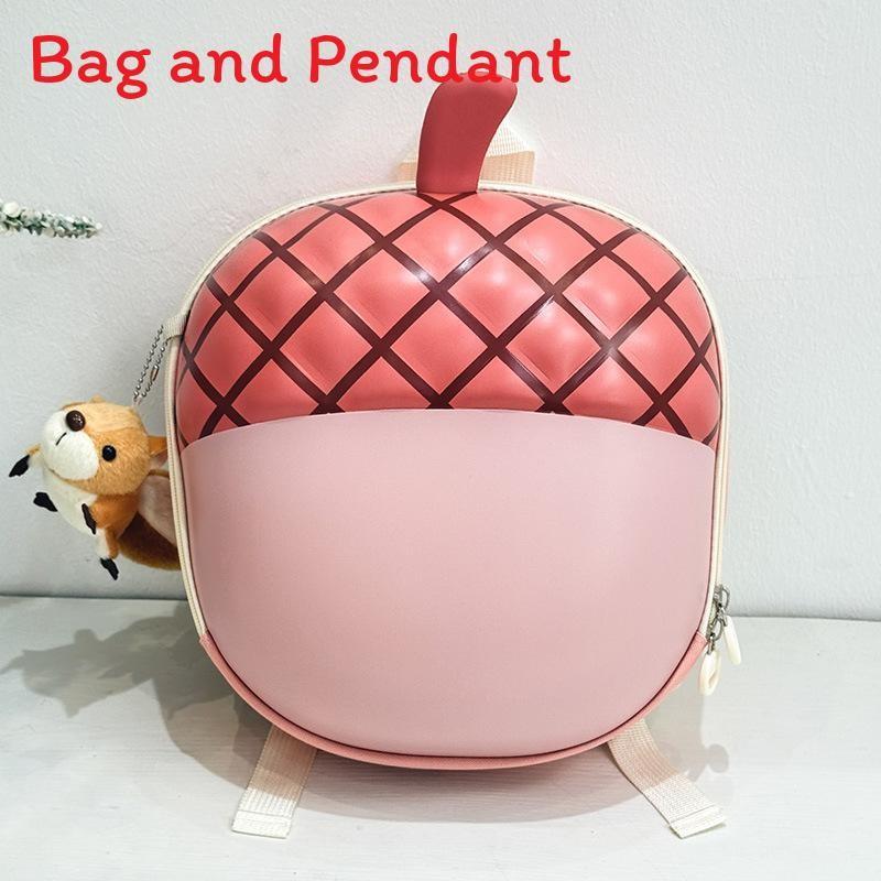 Acorn Cute Cartoon Shaped Children Backpack For Education Use With Doll Pendant