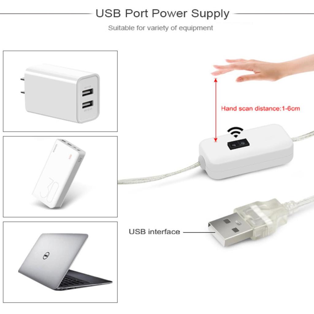 Intelligente Lampe, PIR-Bewegungssensor, Handscan, LED-Nachtlicht, 5 V, USB, LED-Streifen, wasserdichtes Band, Schlafzimmer, Zuhause, Küche, Kleiderschrank, Dekor