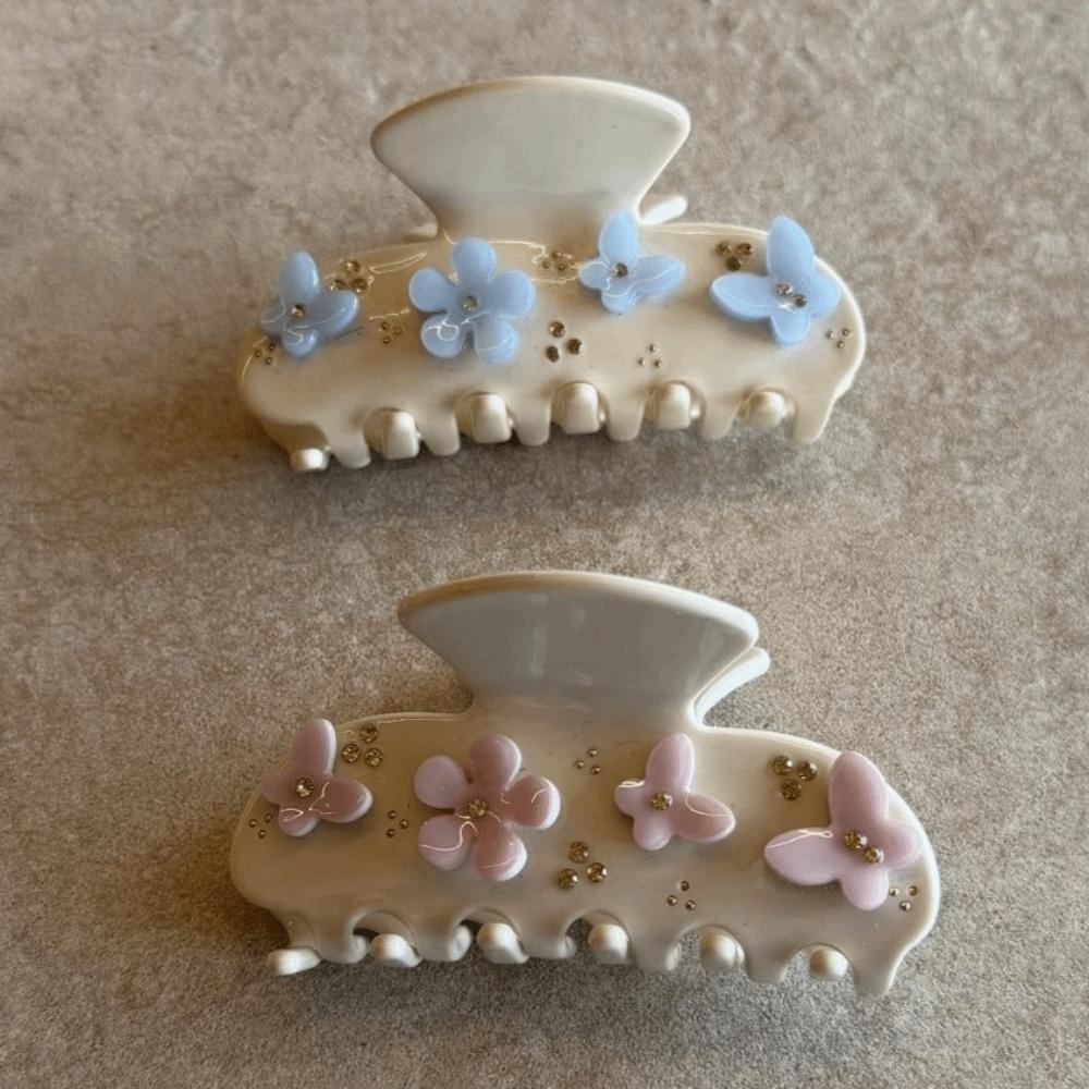 Rhinestone Butterfly Hair Claw Acrylic Shark Clip Elegant Hair Clips for Women Girls