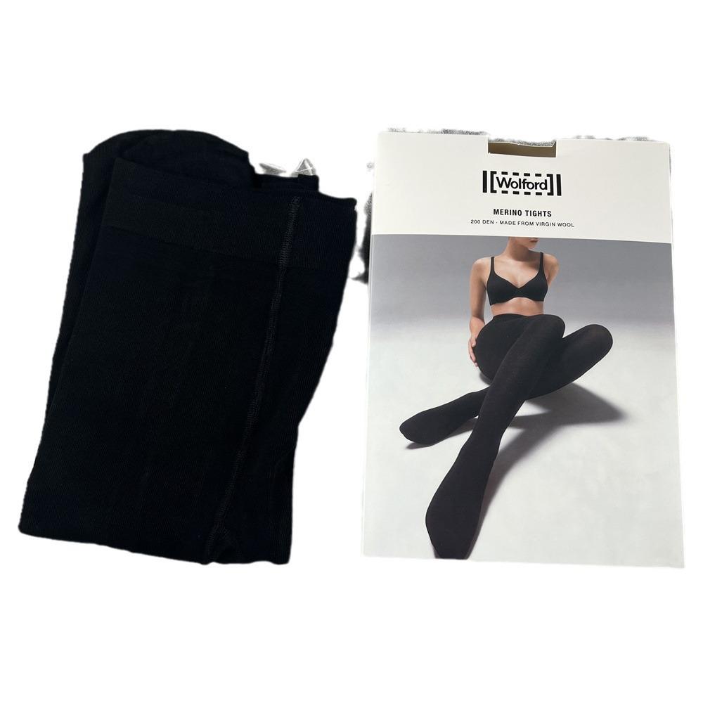Wolfor Black-Gray 200D Wool Base Layer Footed Tights, Autumn/Winter, Pack of 2
