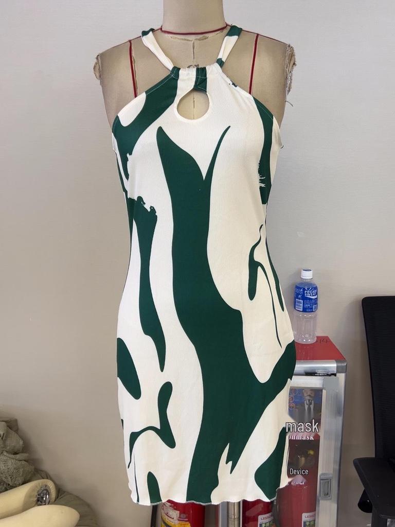 European and American Women's Striped Sleeveless Halter Dress - 2024 Collection