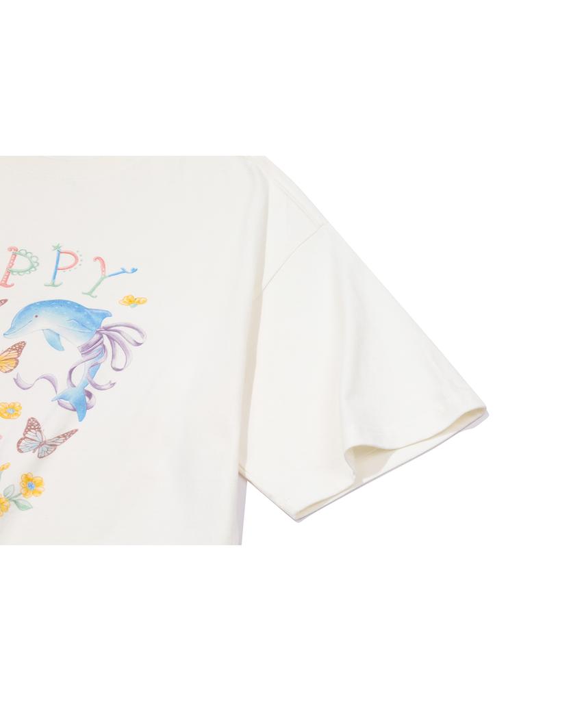CPGN STUDIO Dtp Happy Dolphin Short Sleeve T-Shirt Cream