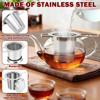 4/2pcs Tea Infuser Stainless Steel Fine Mesh Tea Strainer With/without Foldable Long Handles Coffees Tea Filter  Infuser Basket