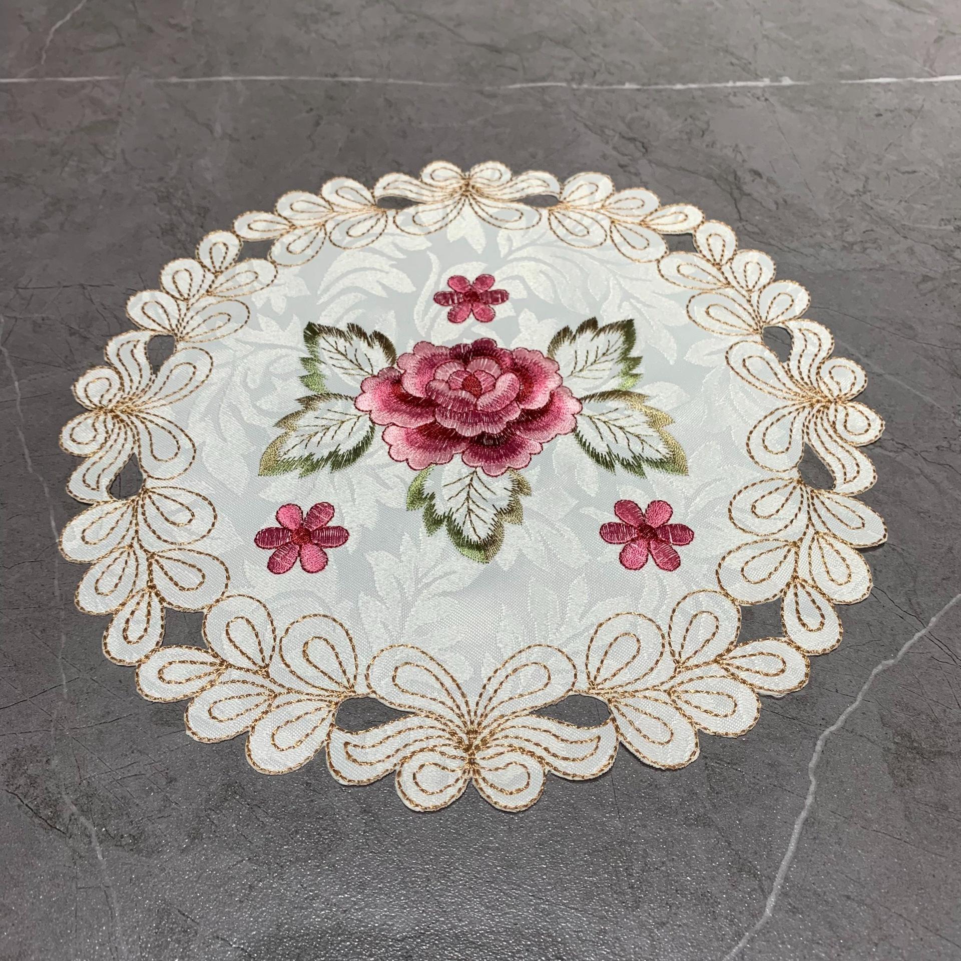 

Европейская пасторальная вышитая салфетка под стол - полиэстеровая ткань круглый коврик для стола и подставки 30cm round