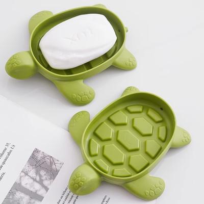 Soap Box Cute Turtle Shape Drain Soap Holder Tray Anti-Slip Bathroom Storage Tray Home Kitchen Supplies AVE
