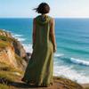 Sleeveless Hooded Maxi Dress with Fringe Hem Casual Long Dress Lightweight Loose Fit Summer Dress for Women