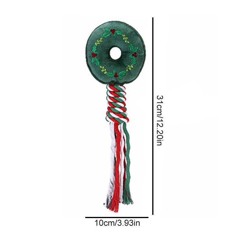Christmas Pet Dog Chew Toys Braided Cotton Rope Santa Xmas Tree Snowman Gift DH