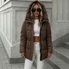 Women's Mid-Length Hooded Puffer Jacket Windproof Warm Cotton Coat For Spring Autumn 0001-666