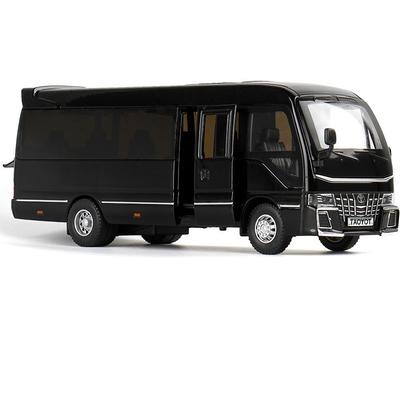 1/32 Toyota Coaster Legering Luksusbuss Bilmodell Støpte Metall Passasjertrenere Kjøretøyer Bilmodell Simulering Lyd og Lys Leketøy Gave til Barn