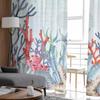 Marine Coral In Summer Tulle Window Curtains for Bedroom Luxury Home Decor Drapes In Living Room Chiffon Panels