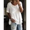 2026 New Women's Summer Solid Color Round Neck Short Sleeve Ruched Top T-Shirt