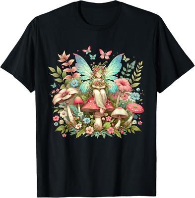Verzauberter Wald Fee Fantasie Mystisch Schmetterling Floral T-Shirt Tops Tee