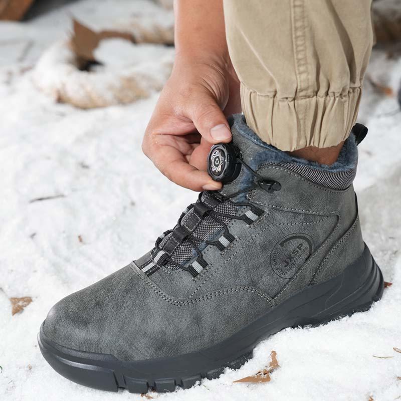 Fashion Steel Toe Work Boots for Men Waterproof Swivel Buckle Safety Shoes High Top Leather Safety Boots Man Winter Anti-slip Work Shoes