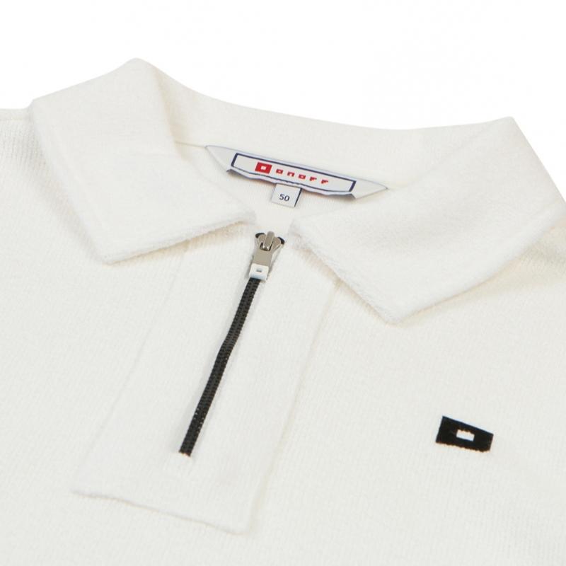 ONOFF Men S Half Zip Boucle T ShirT Of9153gb whiTe