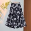 Women Floral Print Wide Leg Cropped Pants Elastic Waist Casual Summer Trousers