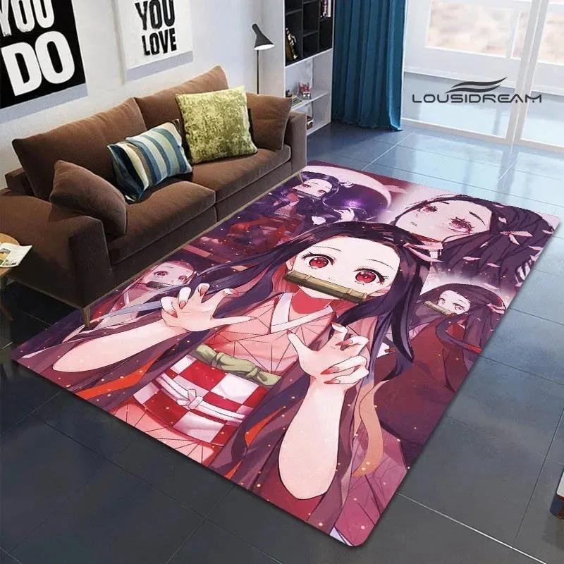 Demon Slayer Printed Carpet for Living Room Decoration Japanese Anime Bedroom Area Rug Non-slip Home Bathroom Floor Mat