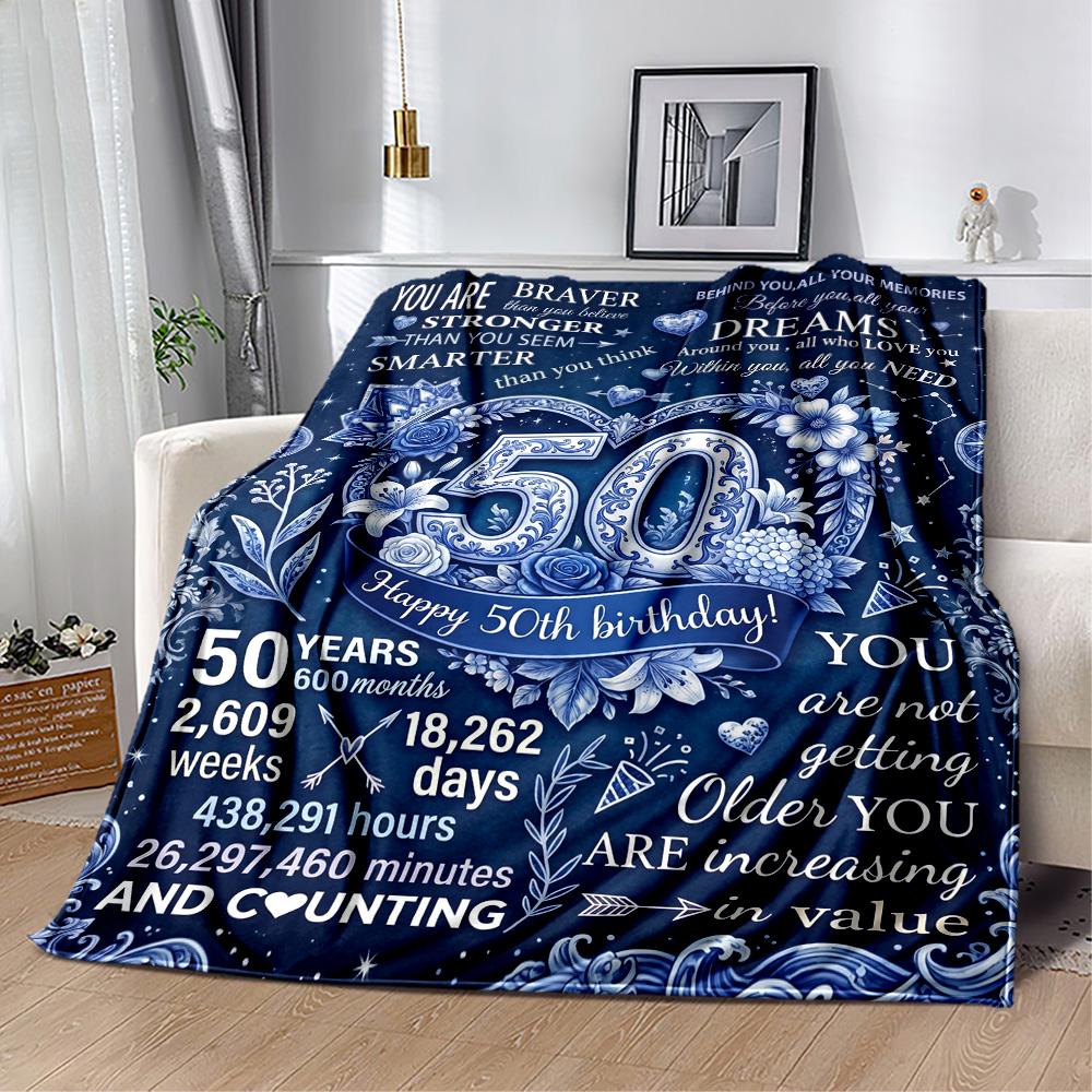 50th Anniversary Celebration Flannel Blanket-Soft and Suitable for Sofas,Beds,Offices,Travel,All Seasons,Great Gift for Holidays and Birthdays.