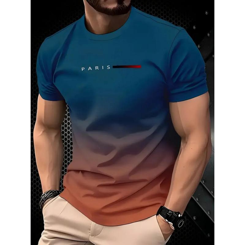 Summer Round Neck 3D MILAN Pattern Print Top Fashionable Casual Short Sleeved Men's T-shirts