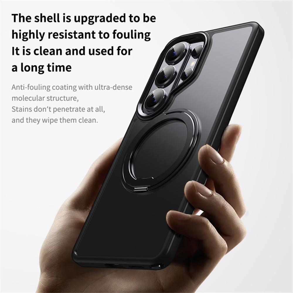 For Samsung Galaxy S26 Ultra Magnetic Case TPU + Acrylic + Metal Kickstand Matte Phone Cover