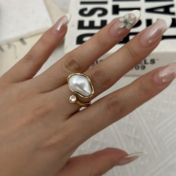 Vintage Natural Stone Stainless Steel Rings for Women Men Trendy Gold Plated Hollow Geometric Ring Finger Accessories Jewelry