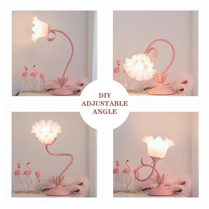 DurableBedside Night Light Explosion Pastoral Flower Romantic Bedroom Princess Room Desk Decoration Atmosphere 5W Three-color Li