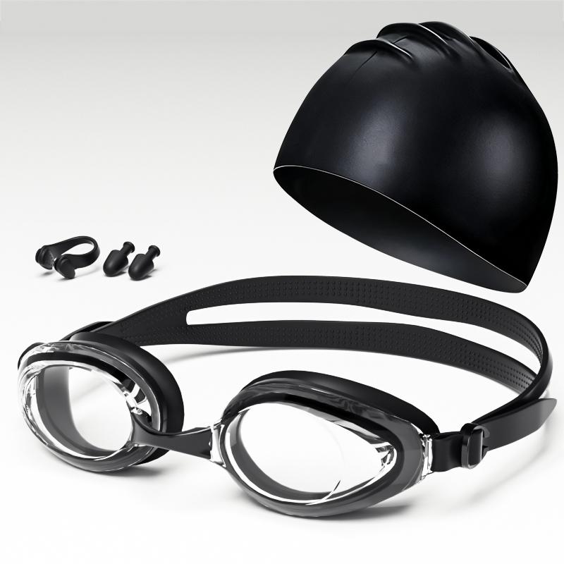 Swim Goggles Swimming Goggles Waterproof And Anti Fog Adult With Swim Cap, Nose Clip, Earplugs